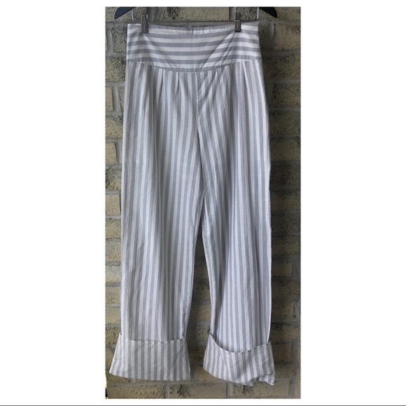 LOST INK NWT Wide Turn-Up Striped Pant in Grey/White - Picture 6 of 9